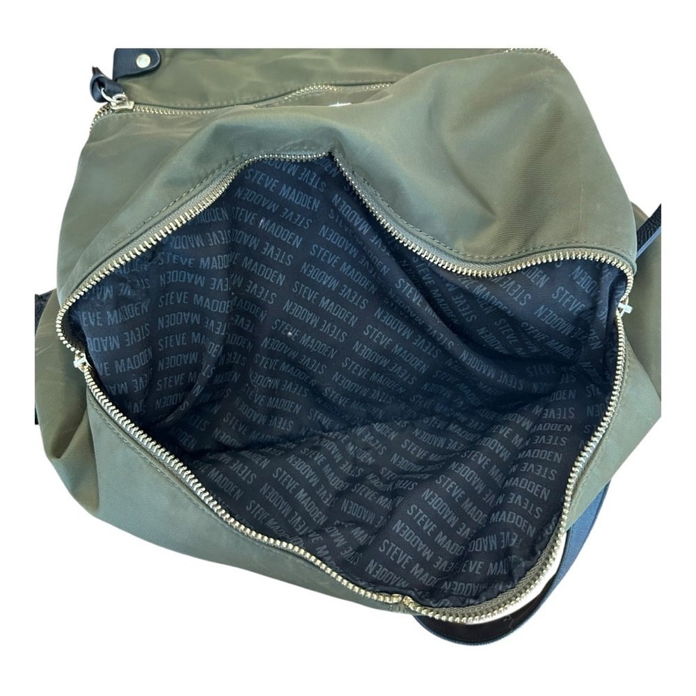 Steve Madden Nylon and Faux Leather Trim Spencer Backpack in Olive Green & Black - Picture 12 of 15